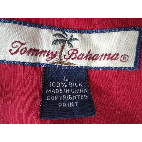 Tommy Bahama Red Silk Hawaiian Tiki Movie Set Floral Mens Shirt L EUC - Picture 10 of 11